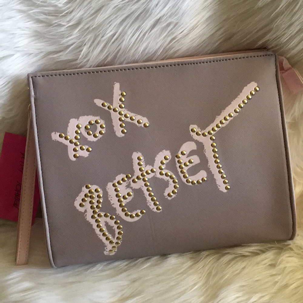 Betsey bag XOX large wristlet clutch cosmetic gray - Picture 3 of 8
